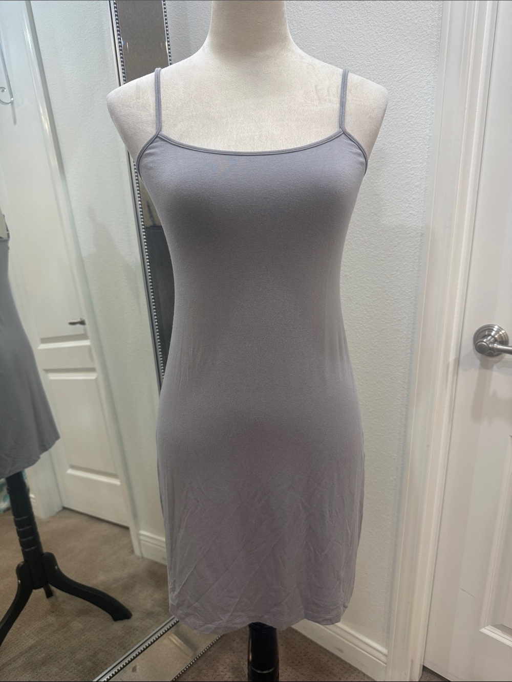 Elie Tahari Gray Spaghetti Strap Mini Dress